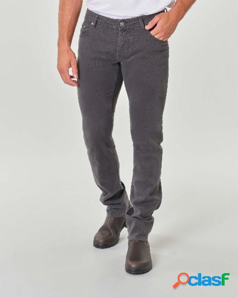 Pantalone cinque tasche grigio antracite in tessuto