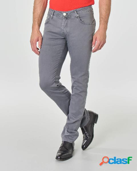 Pantalone cinque tasche grigio antracite in tricotina di