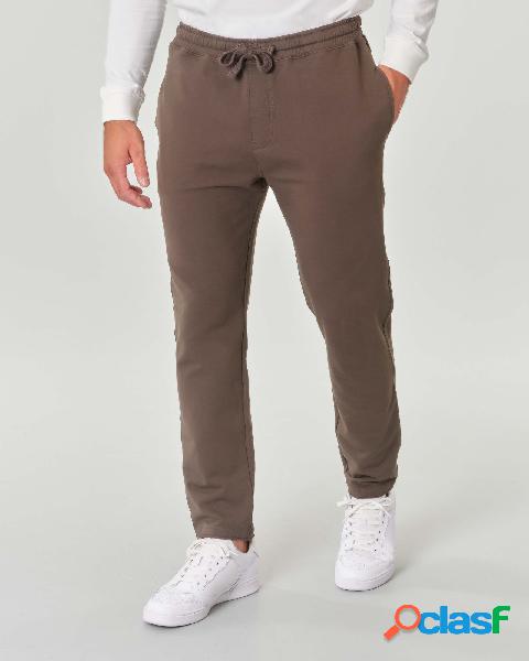 Pantalone marrone in felpa di cotone stretch