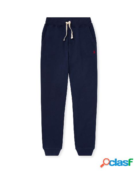 Pantaloni blu in felpa con logo pony rosso S-XL