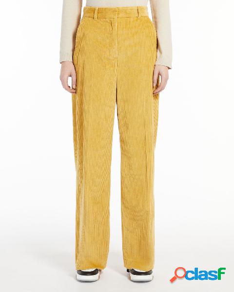 Pantaloni palazzo gialli in velluto di cotone cinquecento