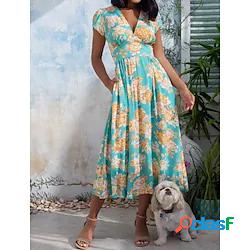 Per donna Abito boho Abito al ginocchio Verde chiaro Blu