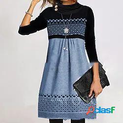 Per donna Abito casual Abito linea A Abito al ginocchio Blu