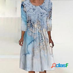 Per donna Abito casual Abito midi Vestito longuette Azzurro
