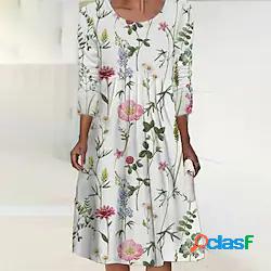 Per donna Abito casual Abito midi Vestito longuette Bianco