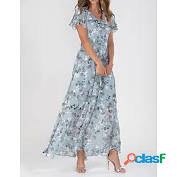 Per donna Abito linea A vestito a flori Vestito maxi Verde