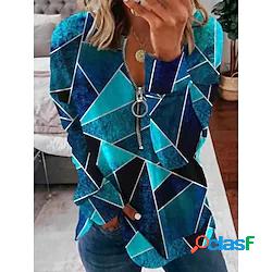 Per donna Felpa Maglione A V Fantasia geometrica Chiusura