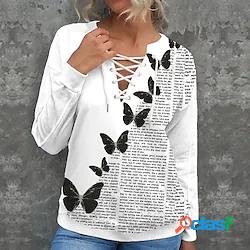 Per donna Felpa Maglione A V Farfalla Lacci Stampa