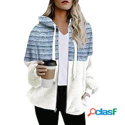 Per donna Felpa con cappuccio Attivo Zip Up Blu Rosso Grigio