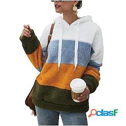 Per donna Felpa con cappuccio pullover Color Block Stampa