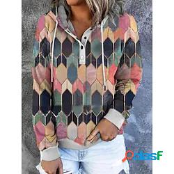 Per donna Felpa con cappuccio pullover Maglione Fantasia