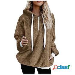 Per donna Felpa con cappuccio pullover Maglione Liscio