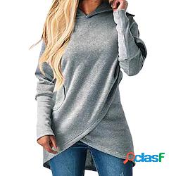 Per donna Felpa con cappuccio pullover Maglione Tinta unica