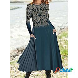 Per donna Vestito svasato Abito midi Vestito longuette Blu