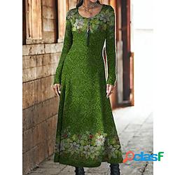 Per donna Vestito svasato Abito verde smeraldo Vestito maxi