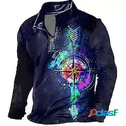 Per uomo Unisex Felpa con zip Maglione Fantasia geometrica