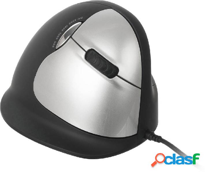 R-GO Tools RGOHELA Mouse ergonomico USB Ottico Nero, Argento