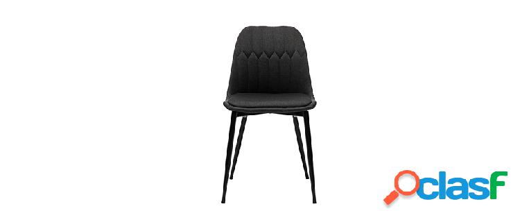 Sedie design in tessuto grigio scuro e base metallo (set di