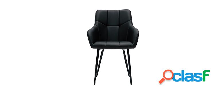 Sedie design trapuntate in poliuretano nero e metallo nero