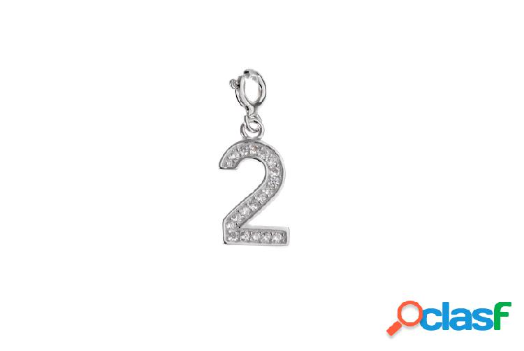 Selezione Zanolli Ciondolo Numero 2 argento con zirconi