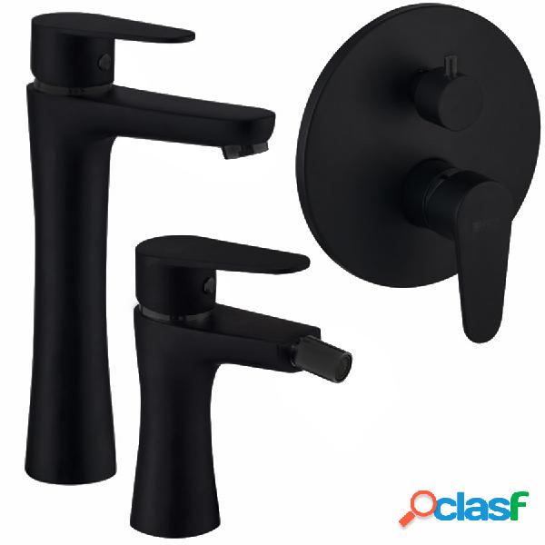 Set composto da miscelatore lavabo alto, bidet e doccia con