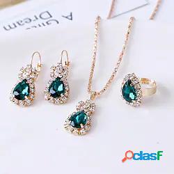 Set di gioielli 3 pezzi Strass Lega Anelli Orecchini Collane