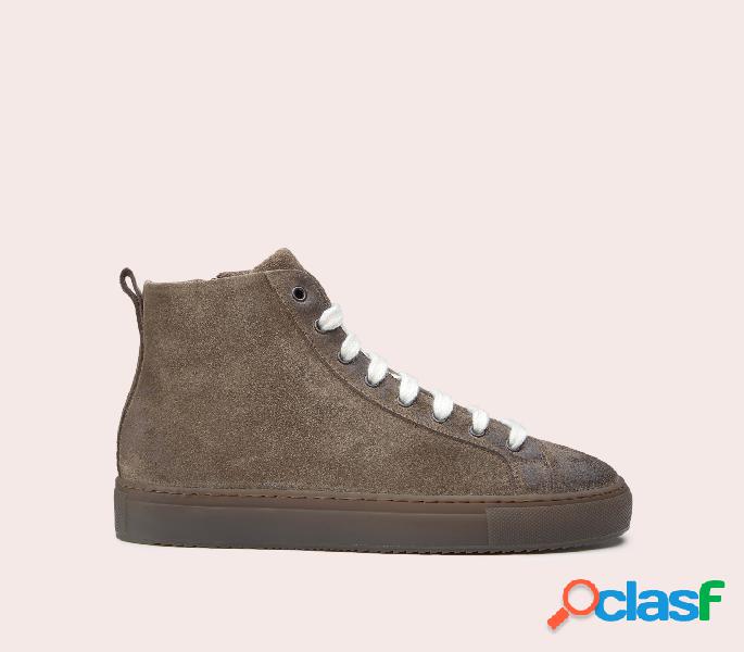 Sneakers alta in suede marrone "coffee" Caffè 40M_D