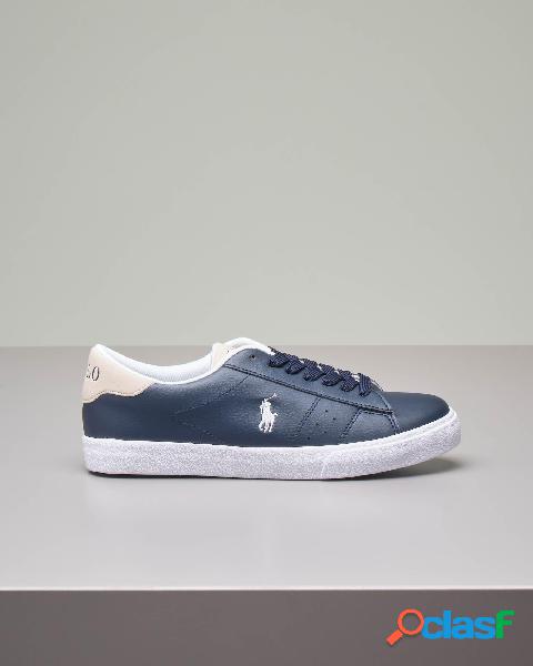 Sneakers blu in ecopelle con logo pony bianco 35-39