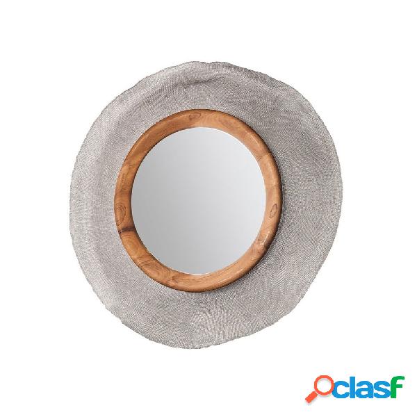 Specchio 'Mata Hari Mirror' con cornice in Teak e rete
