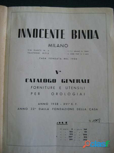 Storico catalogo generale " Innocente BINDA " 1938 70 €