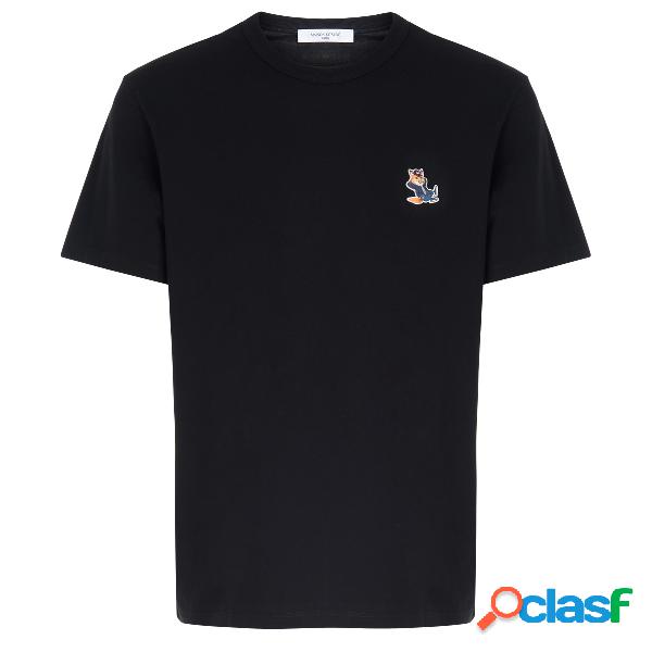 T-Shirt Maison Kitsuné nera con logo Dressed Fox