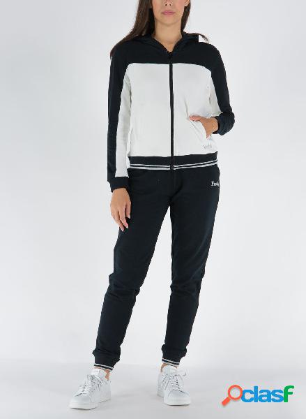 TUTA FULL ZIP CON CAPPUCCIO BICOLOR