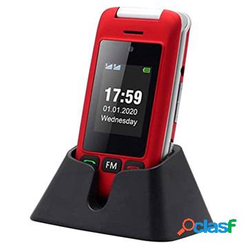 Telefono Flip Artfone C10 Senior - Doppia SIM, SOS - Rosso