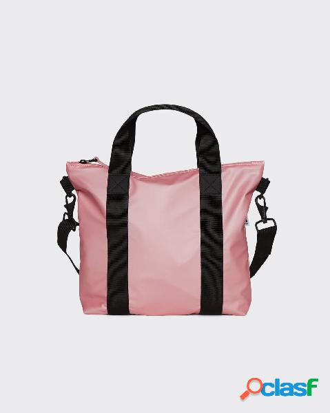 Tote Bag Mini rosa con manici a mano e tracolla più lunga