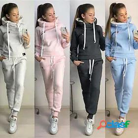 Womens 2 Piece Tracksuit Sweatsuit Street Long Sleeve Winter