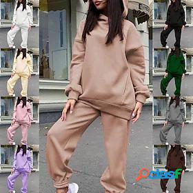 Womens 2 Piece Tracksuit Sweatsuit Street Long Sleeve Winter