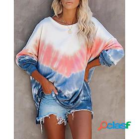 Women's Basic Casual Blue white red Tie Dye Casual S M L XL