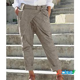 Womens Basic Vacation Home Chinos Pants Solid Colored Harem