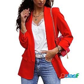Womens Blazer Patchwork Regular Coat Khaki Red Daily