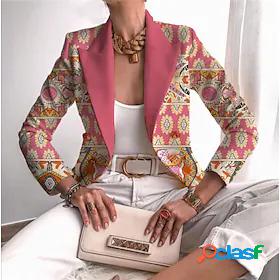 Womens Blazer with Pockets Floral Stylish Long Sleeve Coat