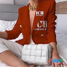 Womens Blazer with Pockets Letter Number Stylish Long Sleeve