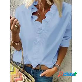 Womens Blouse Shirt Green Pink Orange Ruffle Lace Trims