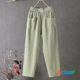 Womens Chinos Pants Trousers Cotton Linen / Cotton Blend