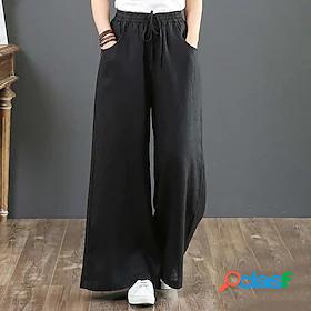 Womens Culottes Wide Leg Chinos Pants Trousers Linen /