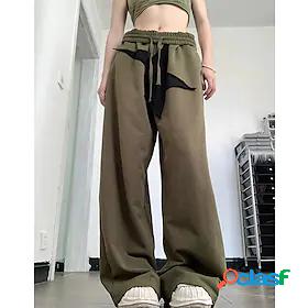 Womens Culottes Wide Leg Sweatpants Pants Trousers Army