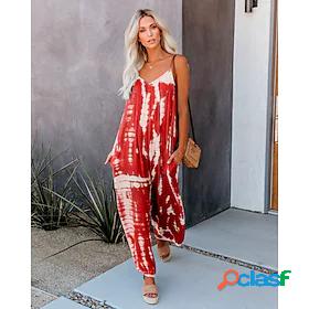 Womens Loose Rompers Jumpsuit Oversized Print Oversized Tie