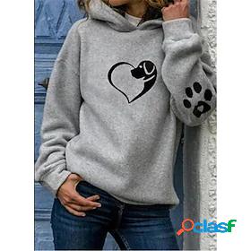 Women's Pullover Hoodie Sweatshirt Pullover Dog Heart Daily