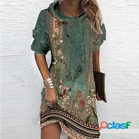 Womens Short Mini Dress Hoodie Dress Sweatshirt Dress Green