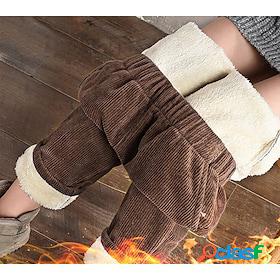 Women's Straight Trousers Fleece Lining Corduroy Fashion Mid