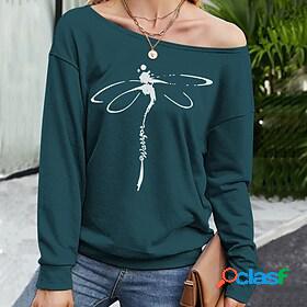 Womens Sweatshirt Pullover Animal One Shoulder Daily Sports